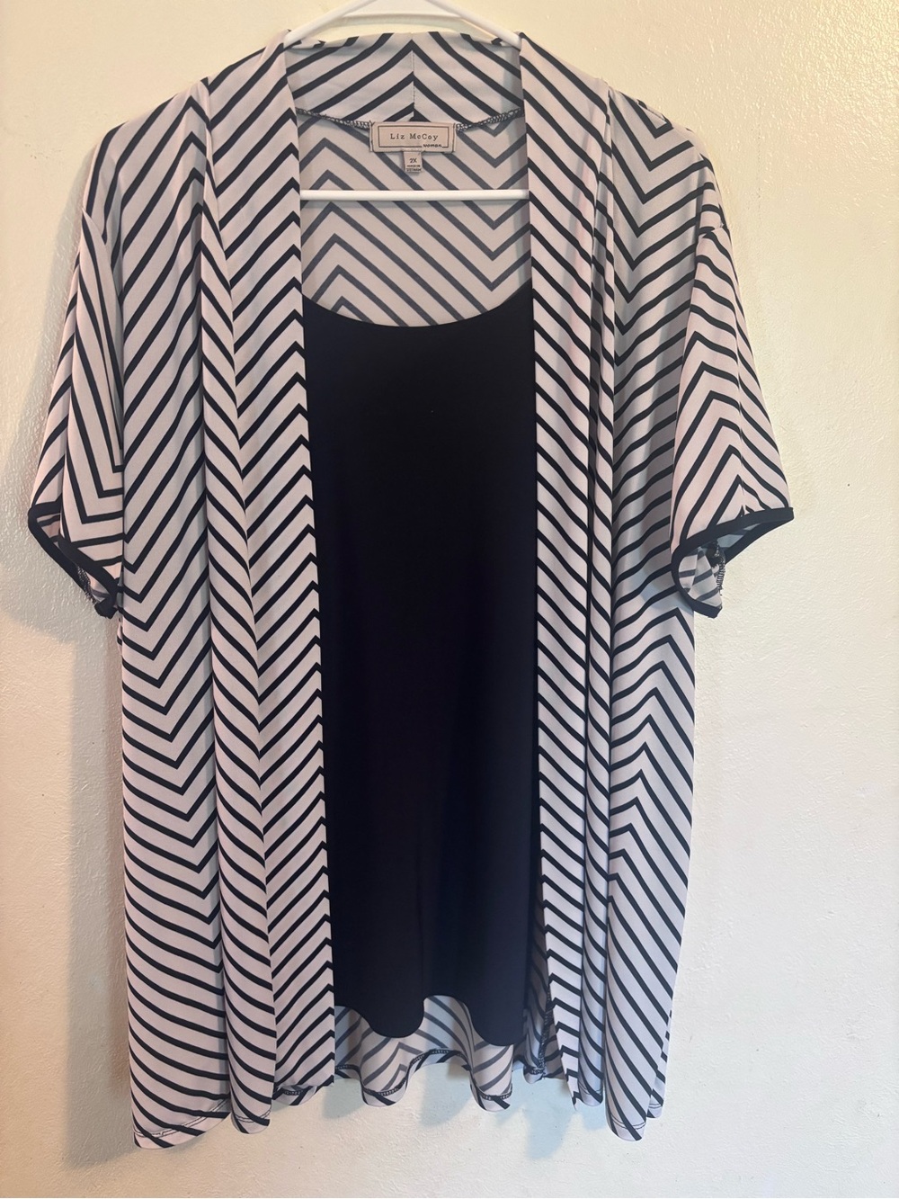 Mccoy Black Tank with Black & White Chevron Overlay Tunic